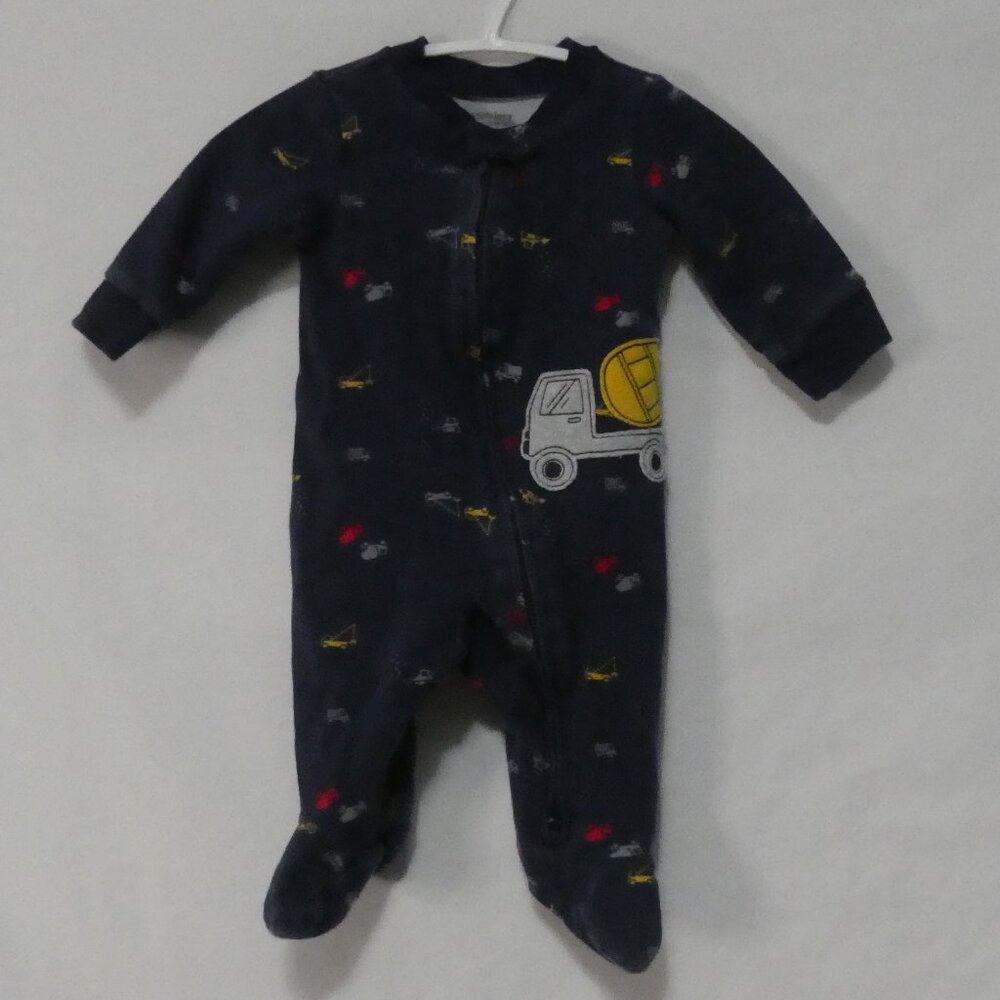 SIMPLE JOYS By CARTER'S Baby Boy Construction Truck Footed Sleeper 0-3M
